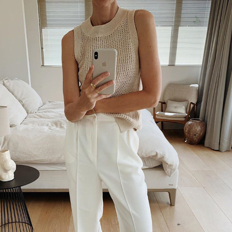 Chic Sleeveless Hollow Out Sweater Vest