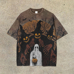 🎃💀 Halloween Fun Monster Print Short Sleeve T Shirt