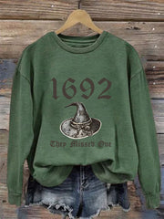 Women's Halloween 1692 They Missed One Print Crew Neck Sweatshirt