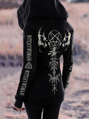 Women's Witch Tribal Ethnic Pattern Art Zipper Hoodie