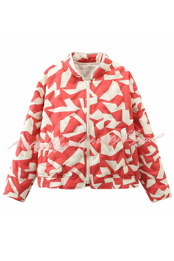 Chrissa Unique Printed Casual Long Sleeve Pocket Cotton Jacket