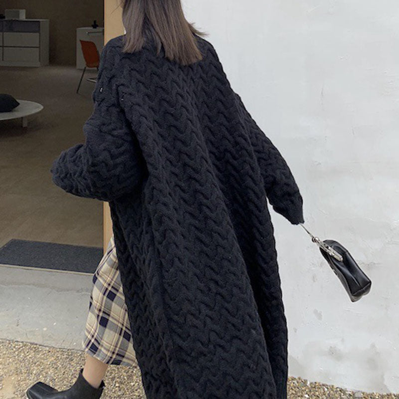Long Twist Knit Sweater Thick Wool Sweater Cardigan