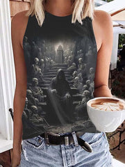 Ghost Print Sleeveless Tank Top