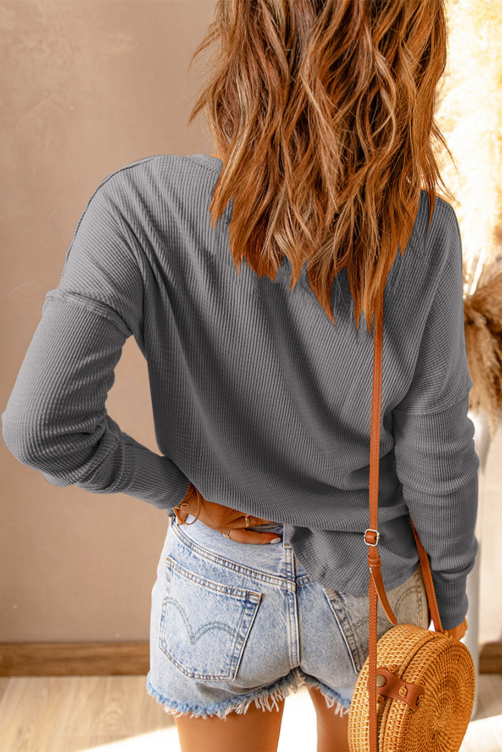 Women's Gray Long Sleeve Top