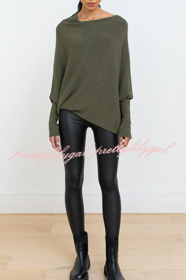 Solid Color Round Neck Long Sleeve Loose Knitted Sweater