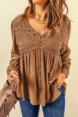 Women's Lace Crochet Babydoll Top