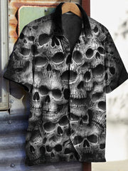 Men's Halloween Skull Print Waffle Shirt