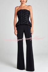 Dramatic Beauty 3D Floral Embroidered Chiffon Bandeau Top