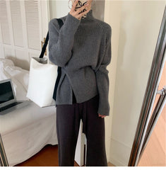 Retro Design Half Turtleneck  Sweater Top