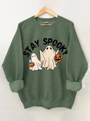 Stay Spooky Print Casual Sweatshirt