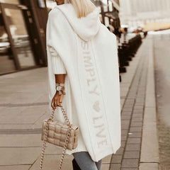 Simple Live Print Long Sleeve Knit Coat