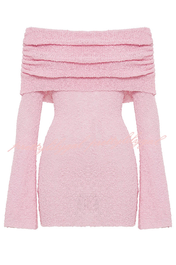 Fashionable and Sexy Off-shoulder Long-sleeved Mini Dress