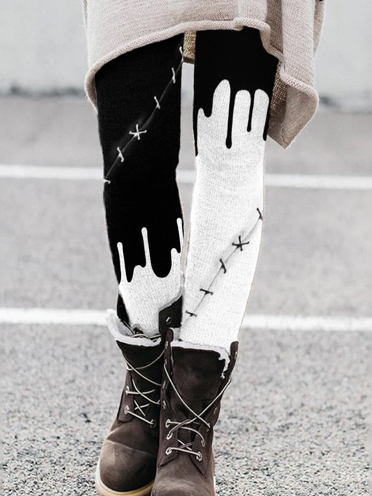 Halloween Bloody Stitch Inspired Contrast Leggings