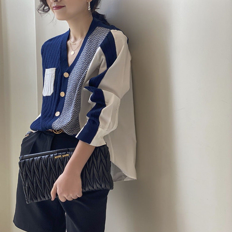 Irregular Shirt Stitching Elegant Cardigan