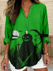 Vintage Halloween Pumpkin Ghost Art Cozy Tunic