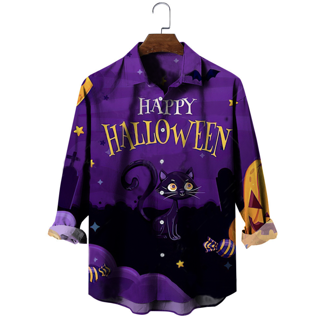 Men's Halloween Print Long Sleeve Shirt