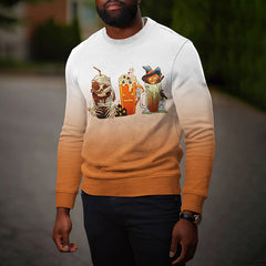 Halloween Gradient Skull Print Sweatshirt