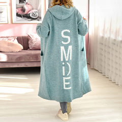 Letter Loose Casual Long Sleeve Hooded Sweater Cardigan