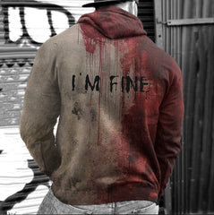Bloody I AM FINE Printed Vintage Casual Hoodie Sweatshirt