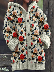 Vintage Floral Art Cozy Cardigan Sweater