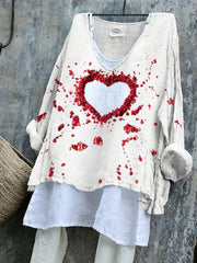 Halloween Bleeding Heart Inspired Beaded Linen Blend Tunic