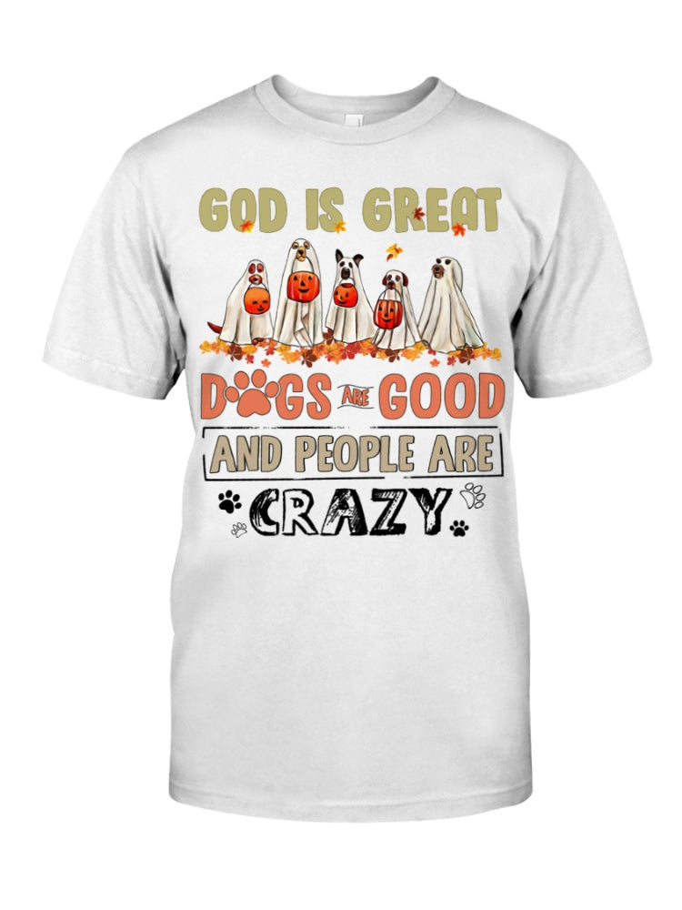 Halloween Ghost Dog Print Short Sleeve T Shirt