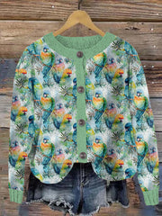 Bird Art Pattern Women's Cardigan Sweater