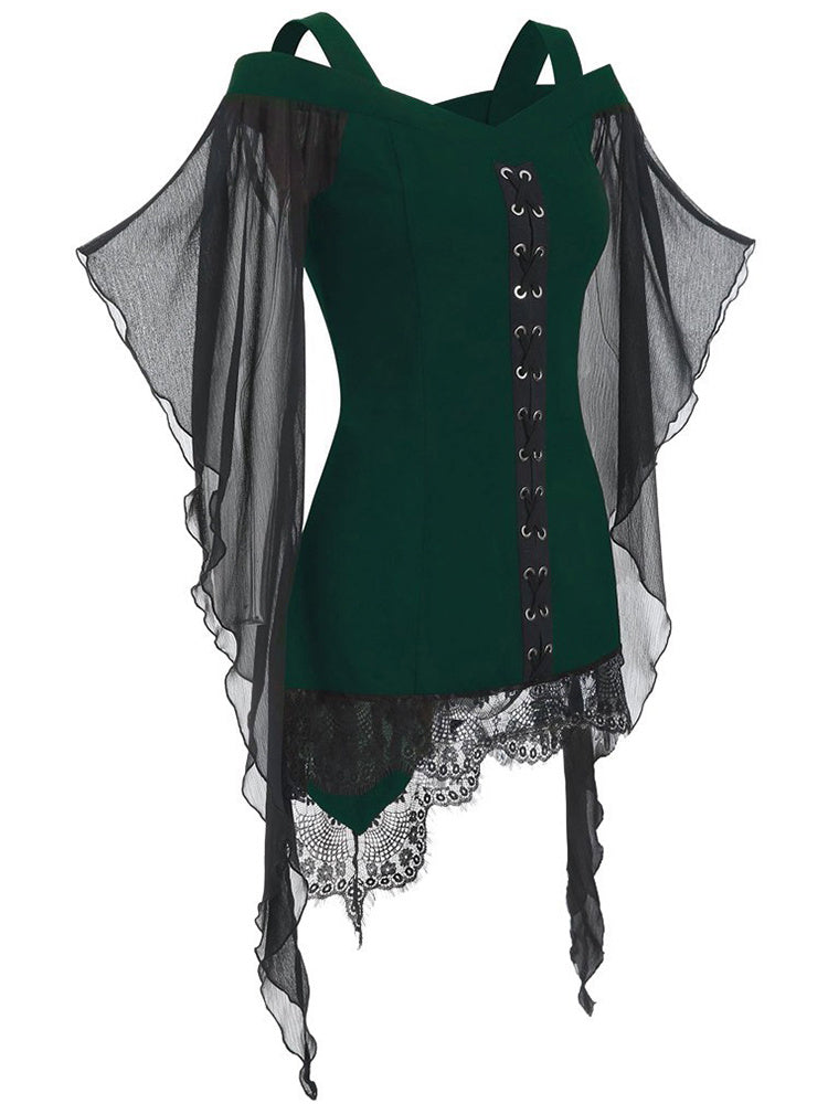 Halloween Gothic Lace Stitching Dress