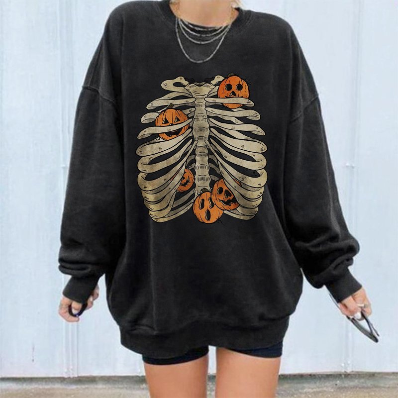 Halloween Print Casual Long Sleeve Sweatshirt
