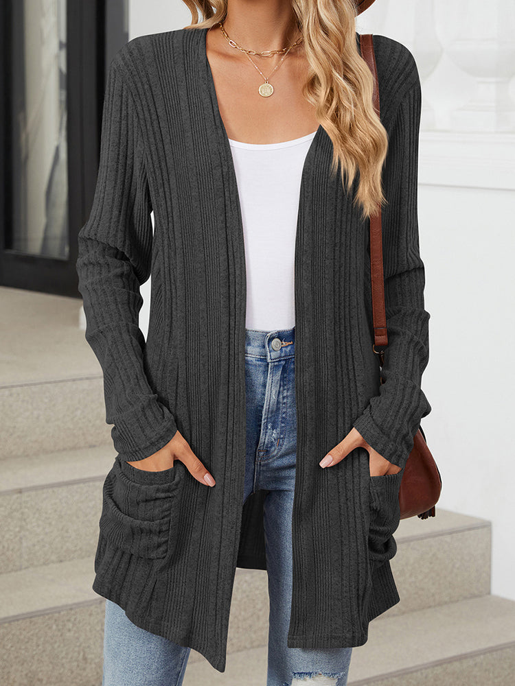 Simple Solid Color Casual Knit Cardigan