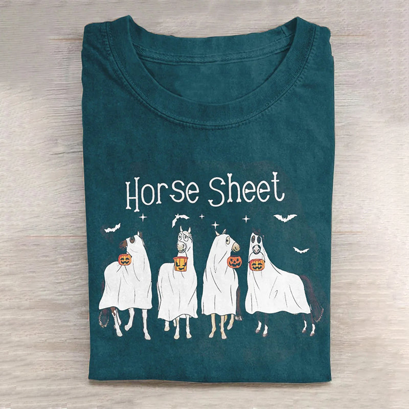 Horse Sheet Ghost Halloween Long Sleeve T-Shirt