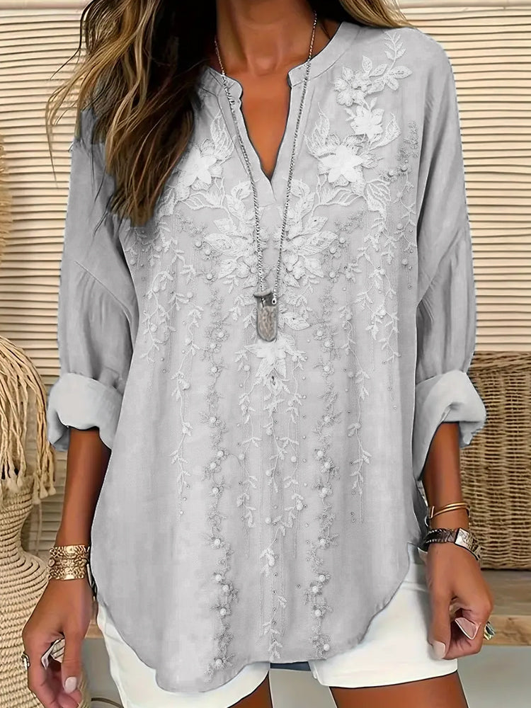 Lace Floral Women's Long Sleeve Shirt
