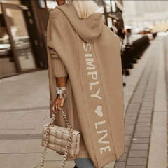Simple Live Print Long Sleeve Knit Coat