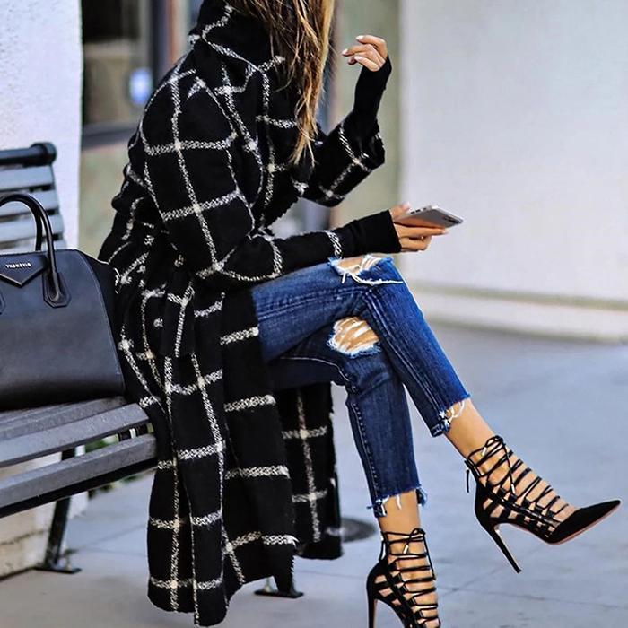 Medium Length Plaid Coat
