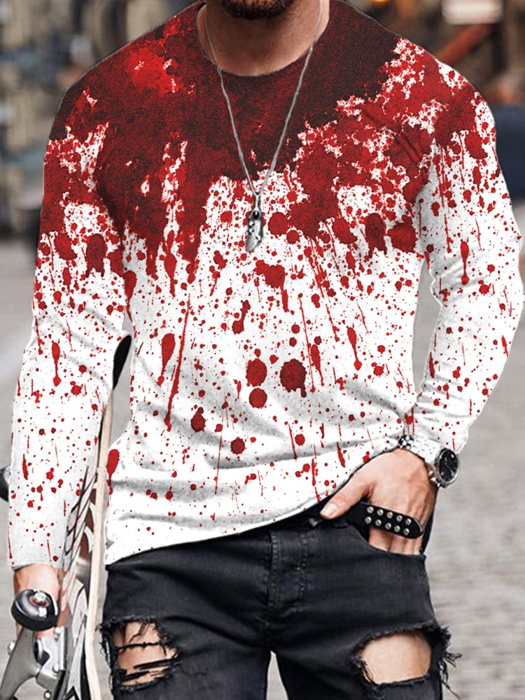 Men's Bloody Halloween Casual Long Sleeve T-Shirt
