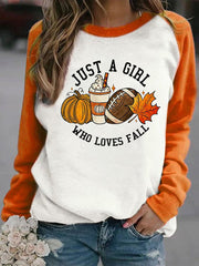 Just A Girl Who Loves Fall Print Long Sleeved Sweatshirt