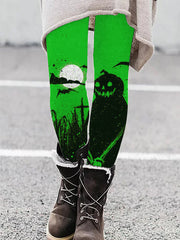 Vintage Halloween Pumpkin Ghost Art Casual Leggings