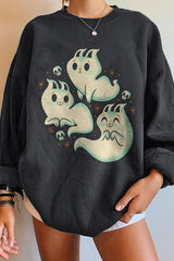 Halloween Ghost Print Crew Neck Sweatshirt