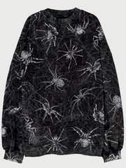 Spider with Web Art Vintage Washed Sweatshirt