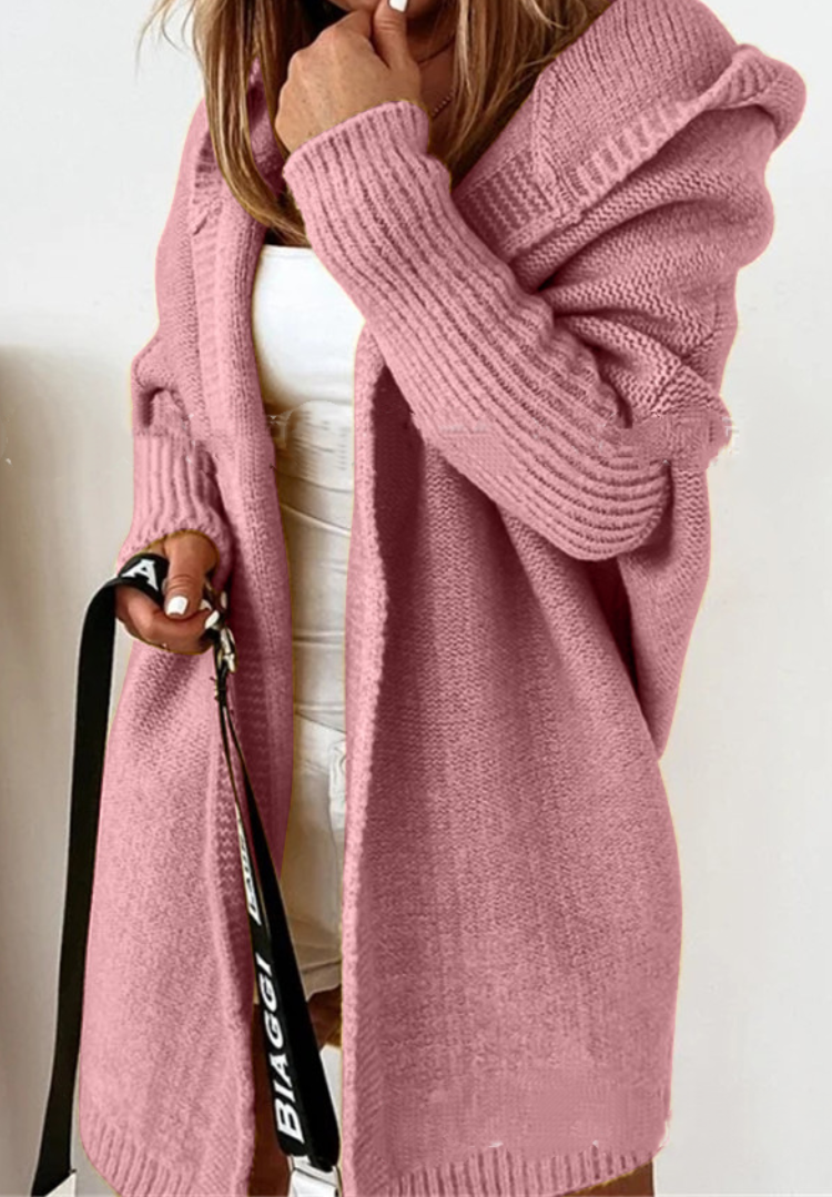 Hooded Sweater Bat-Shaped Soft Loose Back Patchwork Sweater