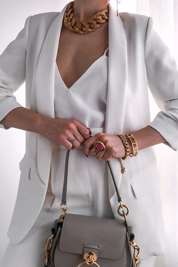 Fashion Solid Color Lapel Blazer