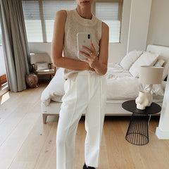 Chic Sleeveless Hollow Out Sweater Vest