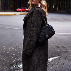 Fashion Solid Color Casual Plush Mid-Length Coat