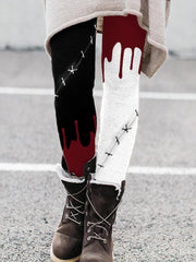 Halloween Bloody Stitch Inspired Contrast Leggings