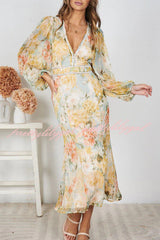 Pamelia Floral Print Irregular Pleated Tuxedo Skirt Pearl Maxi Dress