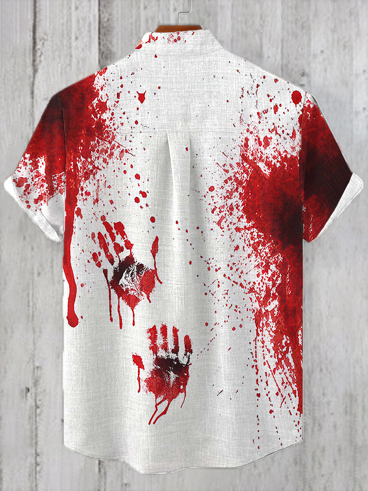 Men's Halloween I'm Fine Bloodstained Linen Blend Shirt