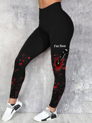 Women's Halloween I'M FINE Bloodstained Leggings