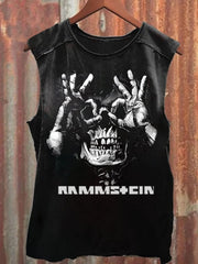 Unisex Retro Heavy Metal Band Skull Print Tank T-Shirt