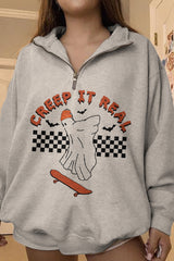 Halloween Skate Ghost Print Sweatshirt