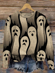 Halloween Scary Ghost Print Sweatshirt